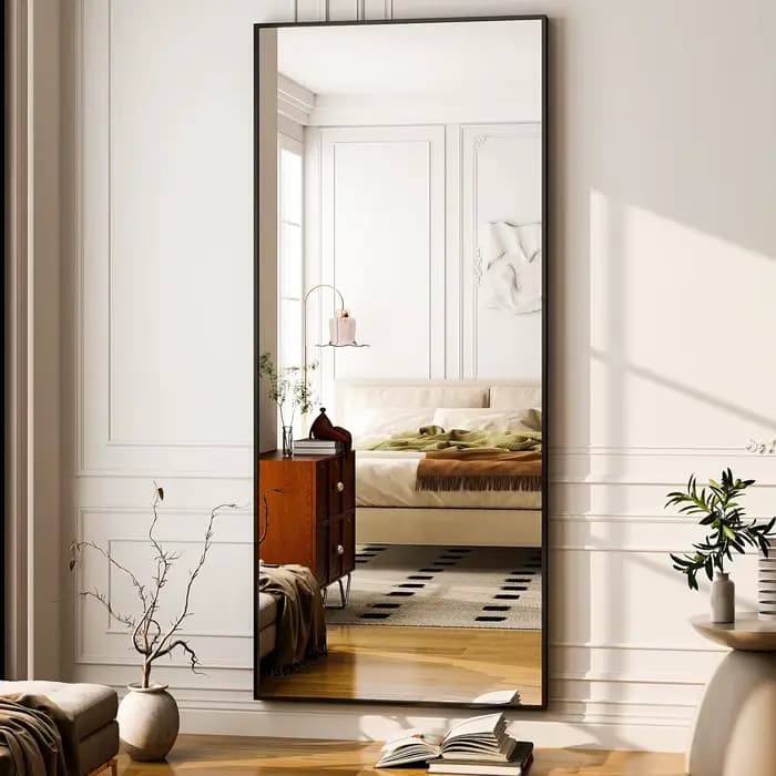 Miroir pleine longueur 26" x 71" - Miroir de sol noir - Miroirs muraux rectangulaires pour chambre,