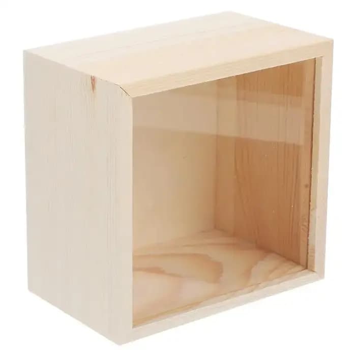 Boîte d'emballage cadeau en bois inachevé avec couvercle transparent