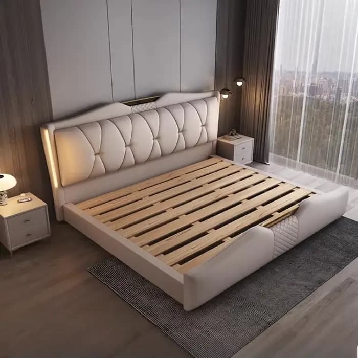 Lit double de luxe 200x220cm avec tête de lit