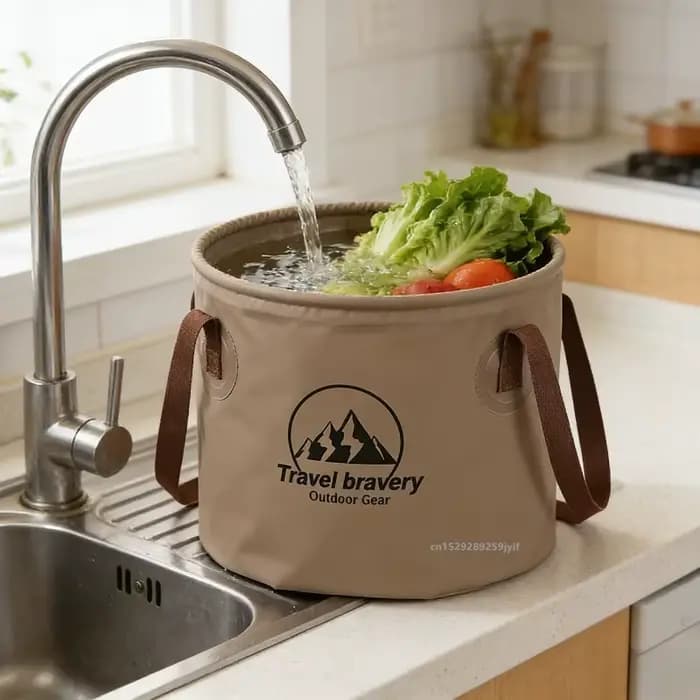 Seau pliant multifonctionnel 5L/10L/20L, bassin pliable Portable de voyage, Camping randonnée pêche, seau de rangement, fournitures de salle de bains