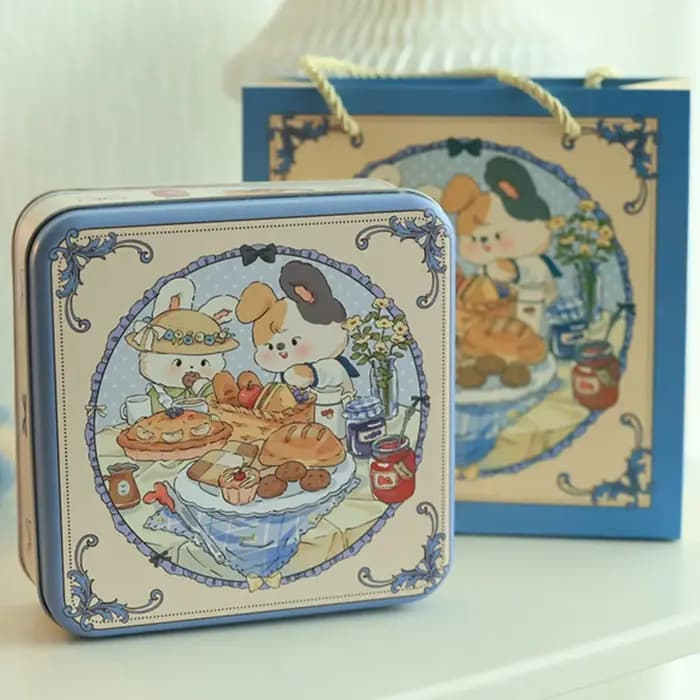 Boîte en fer de lapin de dessin animé multicolore 17*17*6cm