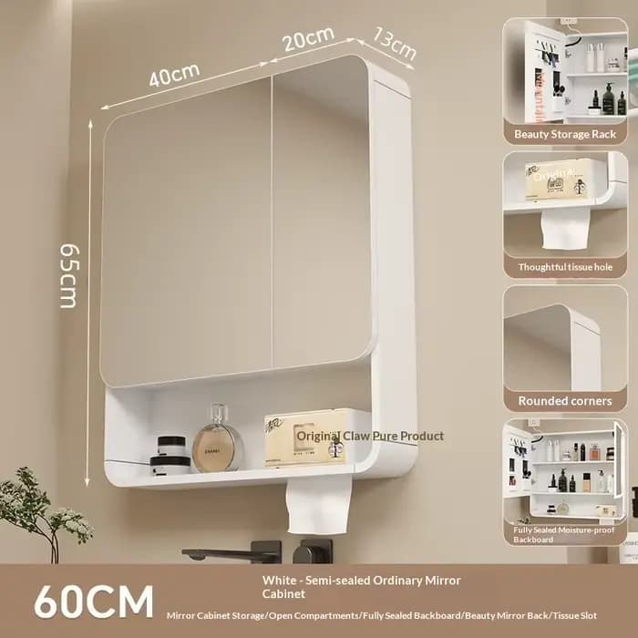 Miroir de salle de bain mural en Fiber de carbone, lumière Led, coin arrondi incurvé, rangement inte