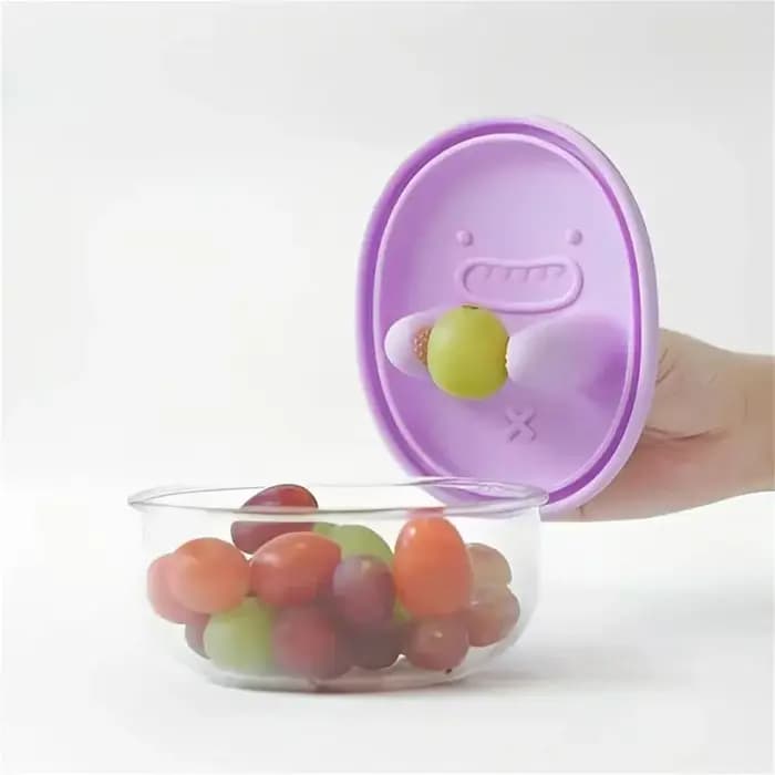 Boîte à collation mains libres, sans miettes, boîte de rangement pour collations, boîte à biscuits de dessin animé, boîte hermétique en silicone de qualité alimentaire résistante à l'humidité