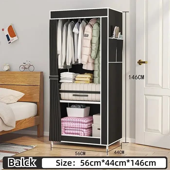 Armoire simple pliable anti-poussière, penderie portable, meuble de rangement minimaliste pour chambre à coucher, organisateur de vêtements en tissu sur pied