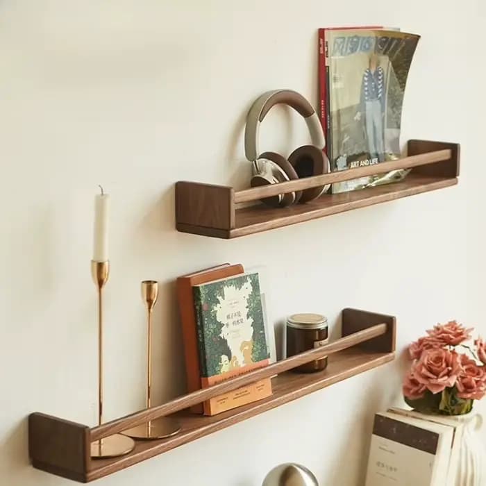 Solid Wood Storage Holders Multi Functional Wall Magazine Rack Modern