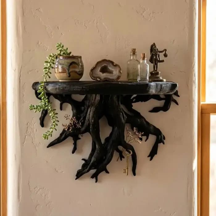 Étagère murale en forme de racine d'arbre imprimée en 3D