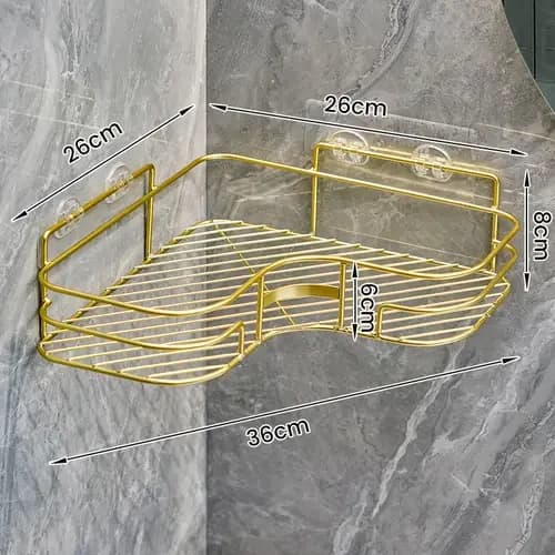 Étagère de rangement triangulaire dorée pour salle de bain, étagère d'angle, ark mural, accessoires