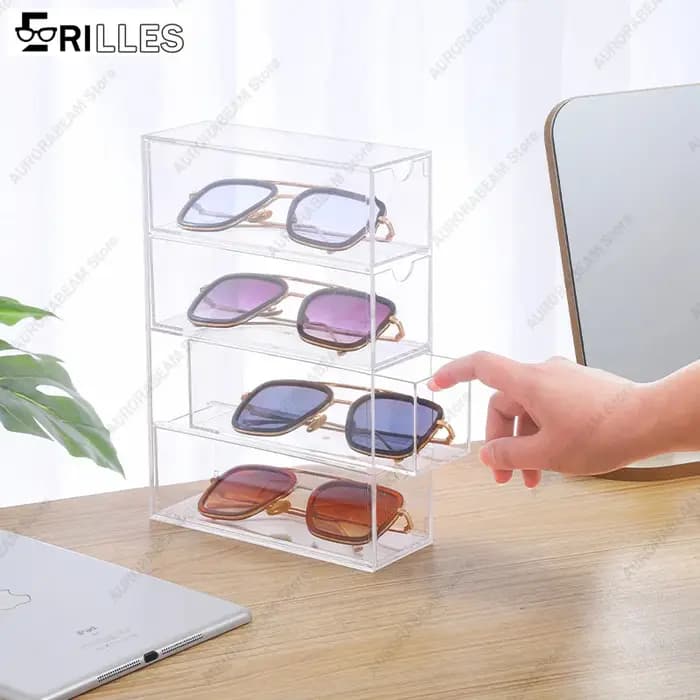 Boîte de présentation de lunettes en acrylique transparent