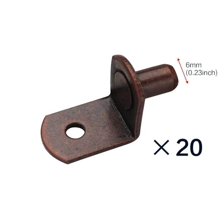 Kit de chevilles de Support d'étagère en L en acier plaqué Bronze rouge, 20/40 pièces, 1/4 "(6mm), assortiment de Support d'armoire en forme de L pour trous d'étagères