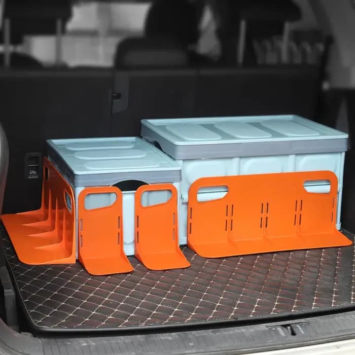 Organisateur de coffre de voiture multifonctionnel avec support de rangement fixe et déflecteur en plastique solide