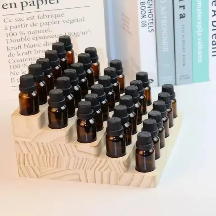 Support robuste pour bouteilles d'huiles essentielles, support multi-emplacements en bois naturel pour parfums, présentoir de bureau multi-usages grande capacité
