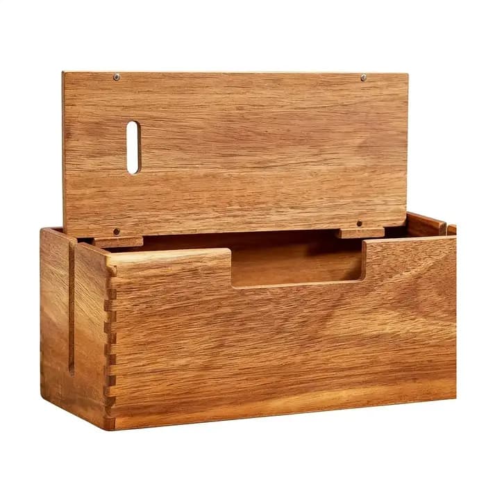 Boîte de rangement en bois pour câbles