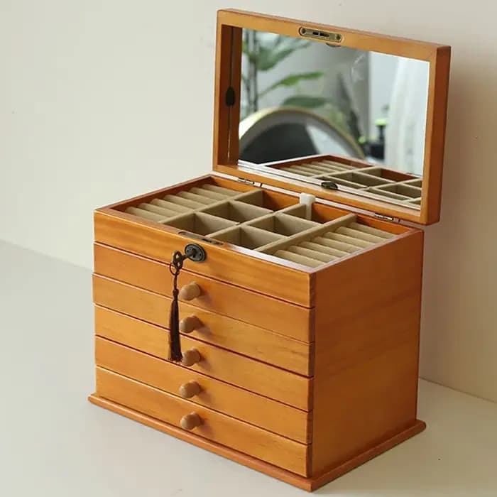 Boîte de présentation de bijoux en bois massif