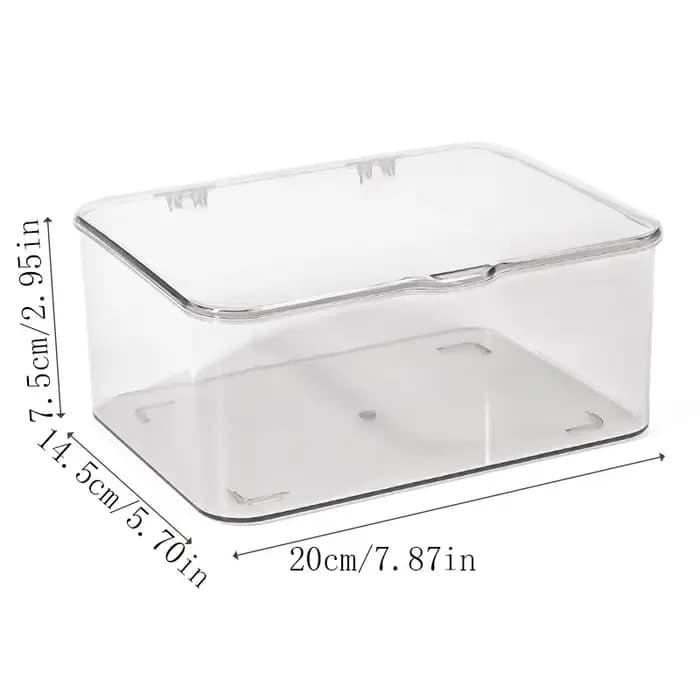 Boîte de rangement cosmétique entièrement transparente avec couvercle