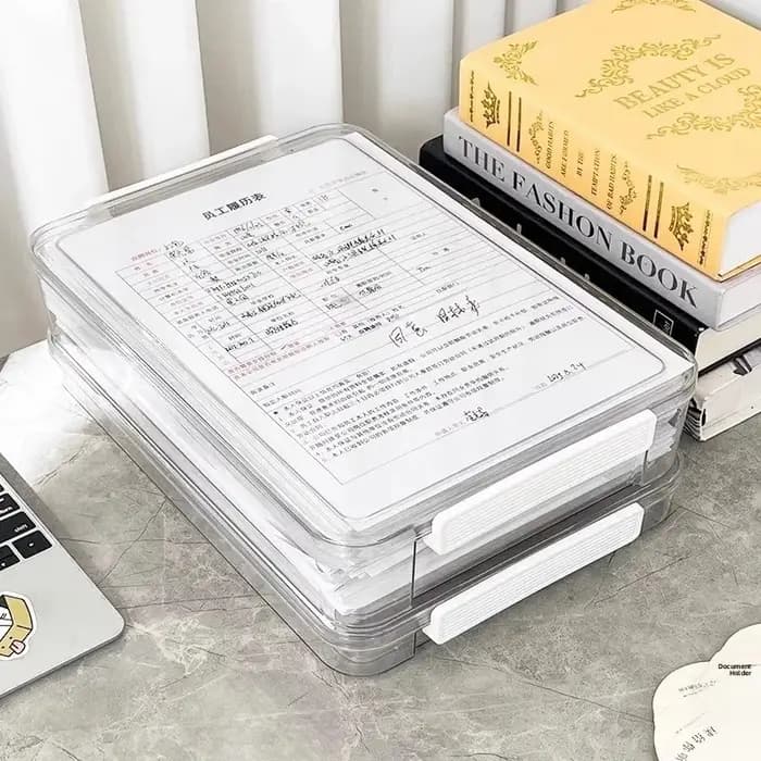 Boîte de rangement transparente A4 pour documents, usage domestique, étui d'archives pour papiers importants, dossier de classement, style moderne et simple, couverture en matériau PET