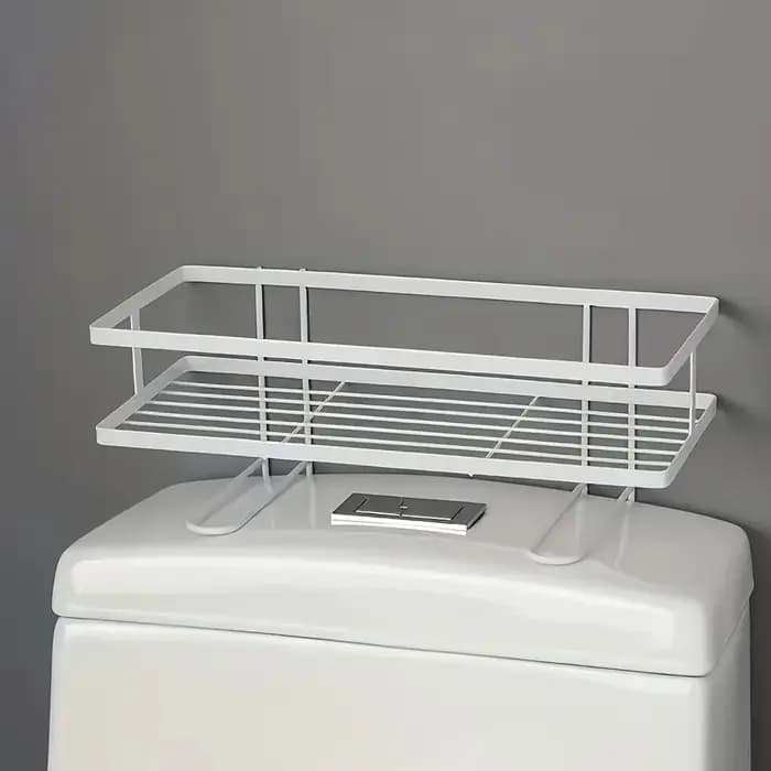 Étagère de rangement pour toilettes sans perçage - Organisateur de salle de bain multifonctionnel po