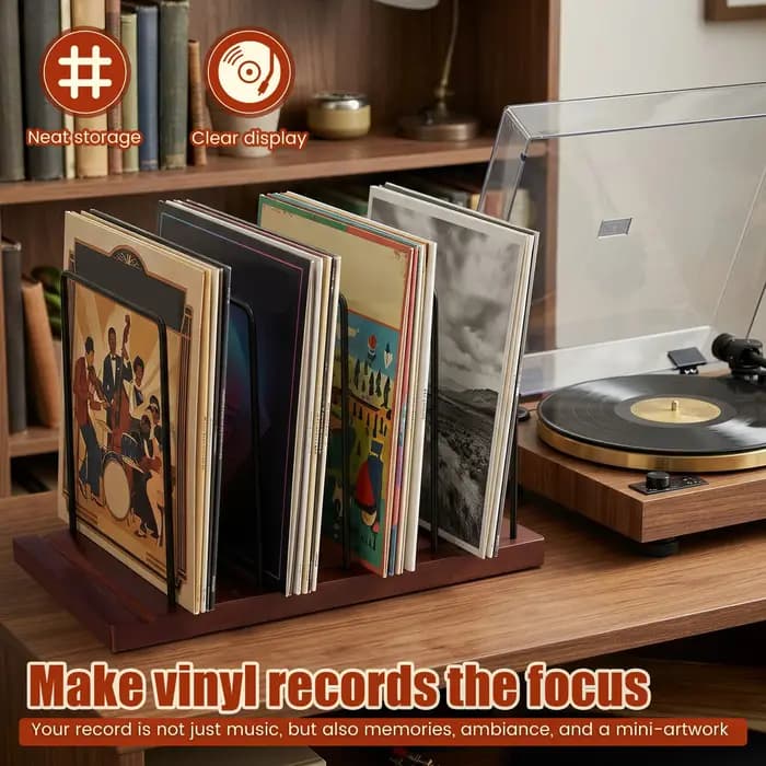 Support de rangement pour disques vinyles en bois