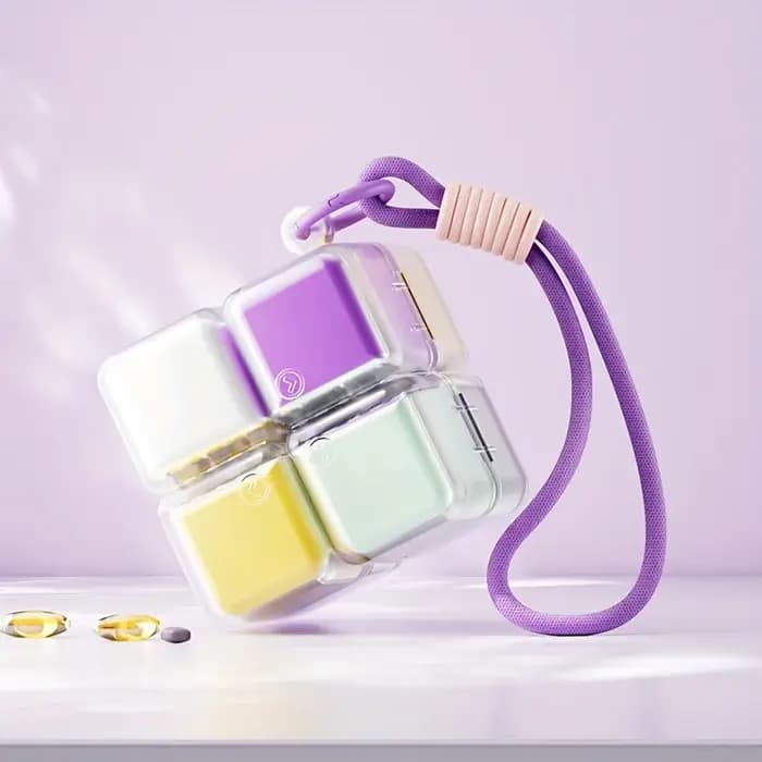 Cube magique créatif, boîte de rangement de médicaments à 8 grilles