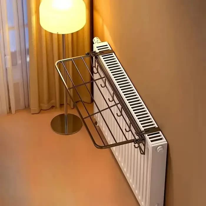 Support de radiateur mural robuste – Étagères et tiges de séchage de vêtements extractibles | Économie de l'espace
