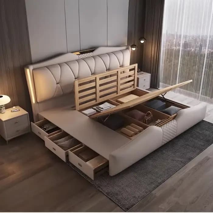 Lit double de luxe 200x220cm avec tête de lit