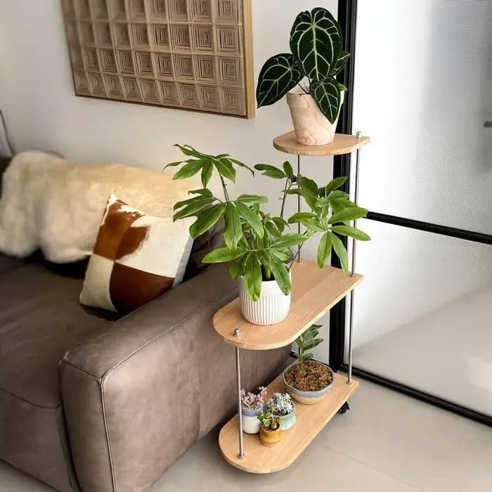 Étagère à plantes d'angle en bois pour jardin intérieur