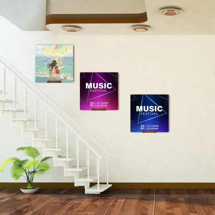 Lot de 6 étagères murales en bois pour disques vinyles