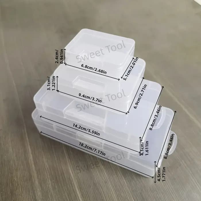 Petite boîte de rangement rectangulaire en plastique transparent