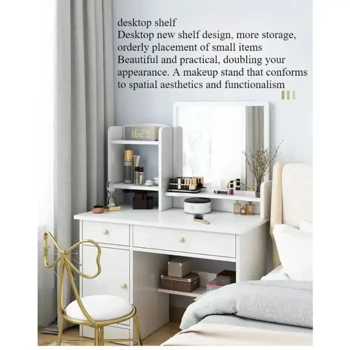 Table de maquillage chambre à coucher avec rangement miroir intégré petit appartement simple multifonctionnel e **** commode de célébrité Internet mique