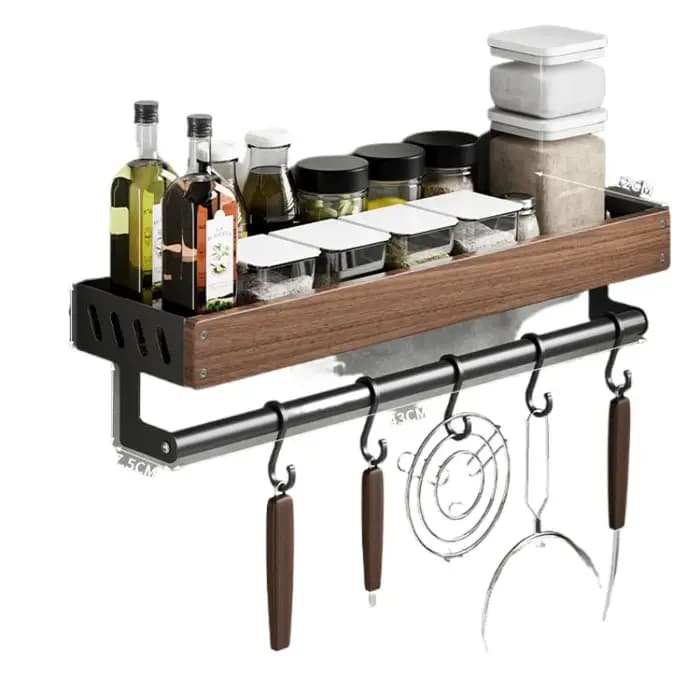 Support de rangement de cuisine en bois de noyer