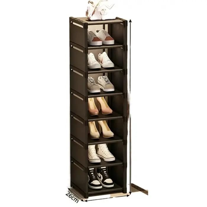 Étagère à chaussures empilable noire à 8 niveaux