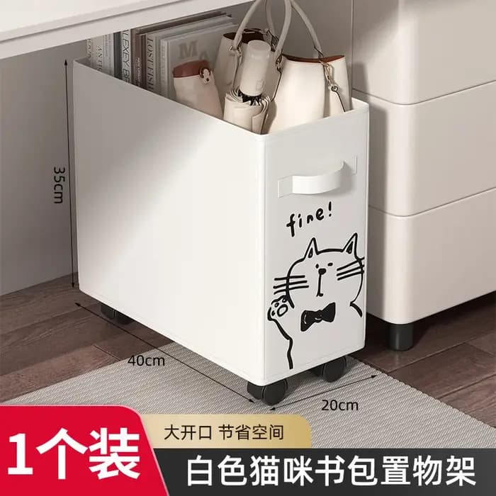 Chariot de rangement mobile sur roulettes avec porte-sacs sous le bureau, étagère de rangement mobil