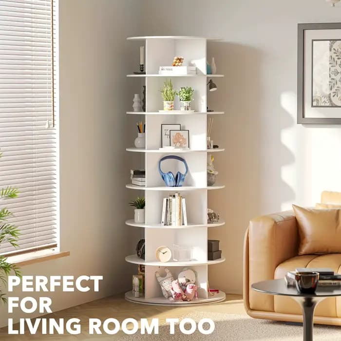 Étagère à chaussures verticale à 7 niveaux - 360 ° Tour rotative | Rangement pliable peu encombrant pour la maison