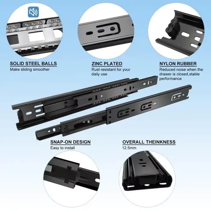 Glissières de tiroir à extension complète pour armoire et commode