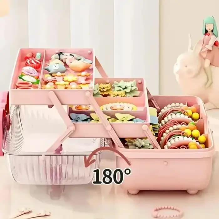 Boîte de rangement multi-couches pour épingles à cheveux avec nœud mignon