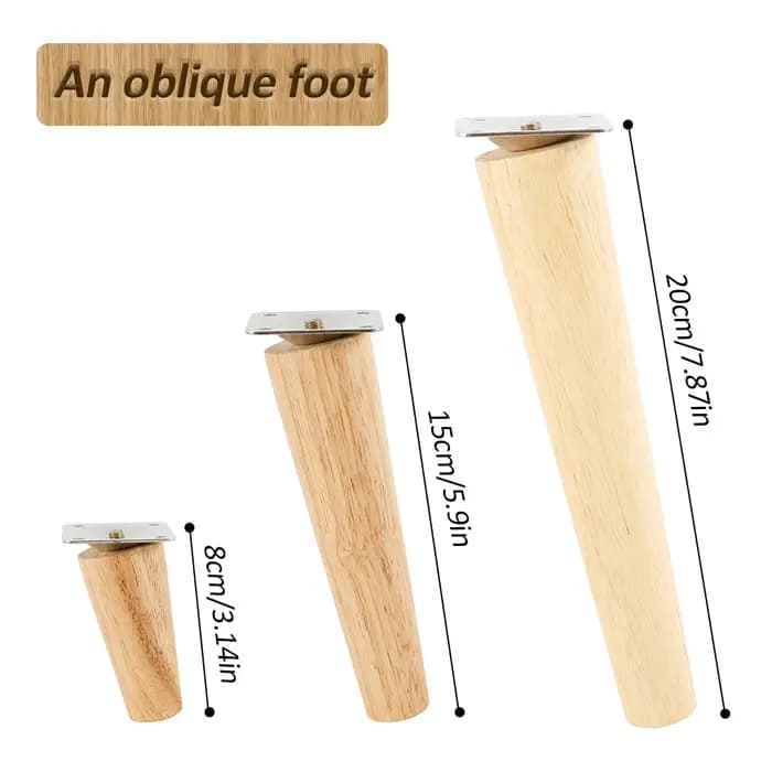 Paquet de 4 pieds de meubles pieds de meubles solides en bois pieds de Table obliques/droits pieds d