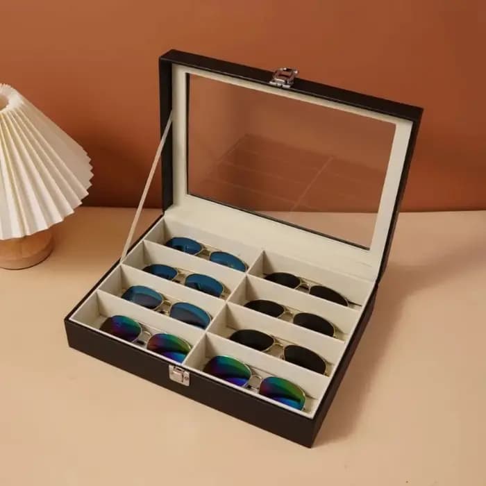 Boîte de rangement pour lunettes de soleil en cuir