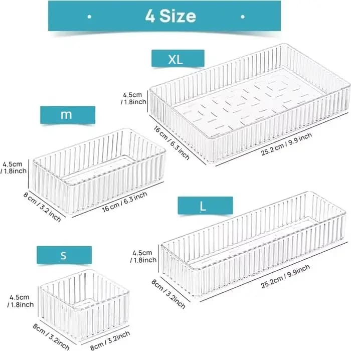 Plateaux de rangement modulaires transparents pour maquillage