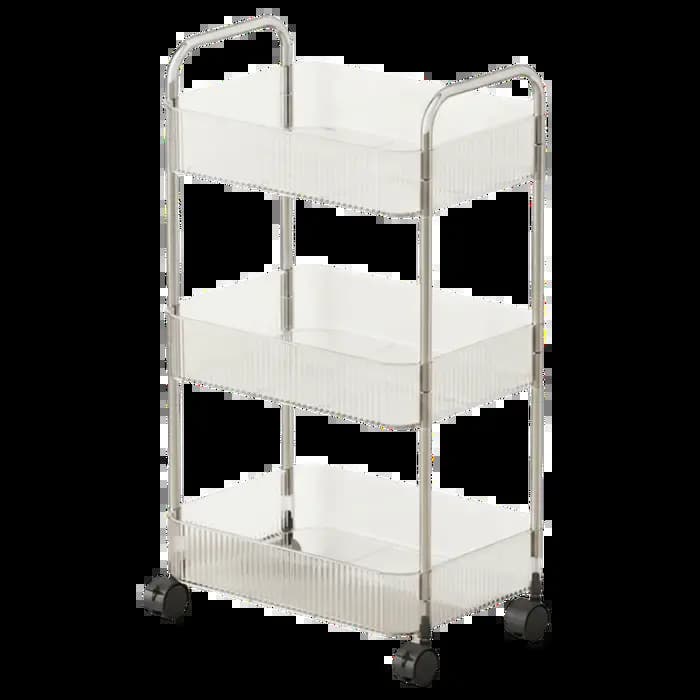 Chariot de rangement mobile transparent à 3 niveaux pour la maison
