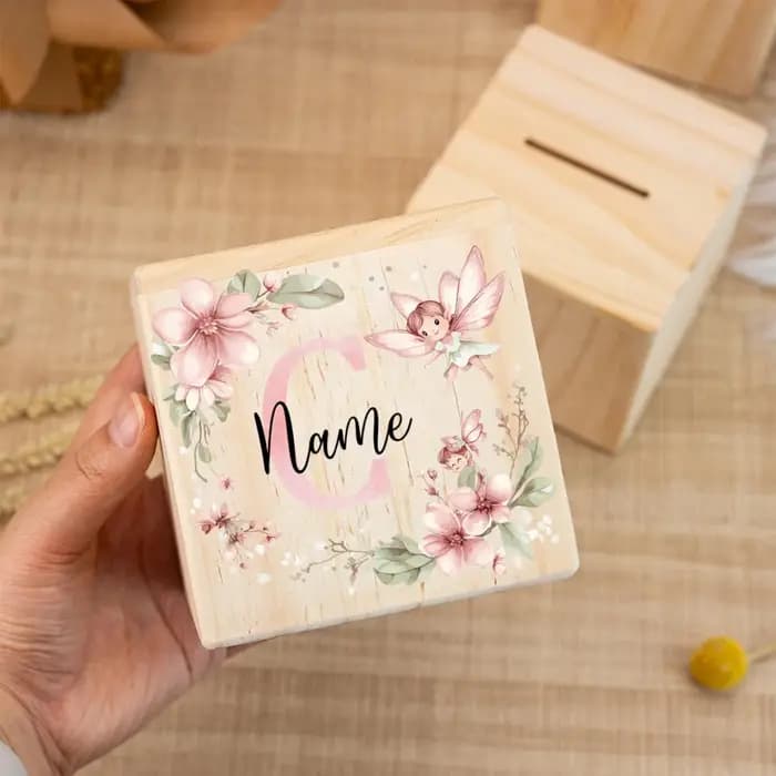 Tirelire personnalisée lettre de fleur avec nom enfants tirelires pièce de monnaie Collection étui enfant anniversaire baptême douche cadeau