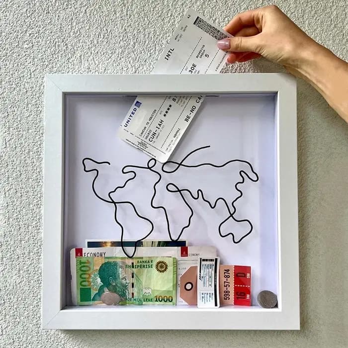 Boîte d'Ombre avec Fente pour Billets de Voyage