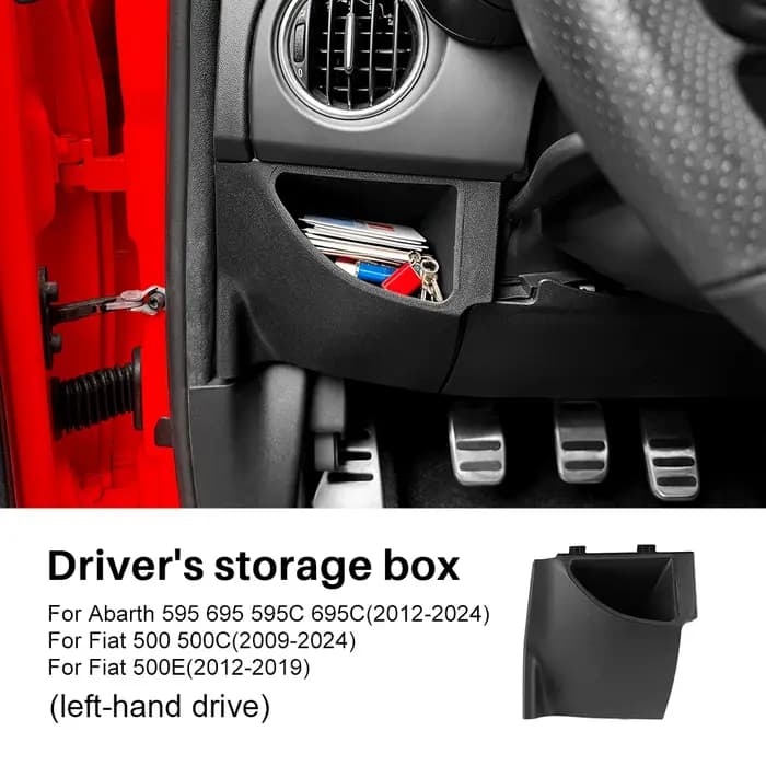 Boîte de rangement de remplacement pour conducteur de voiture LHD pour Abarth 595 695 595C 695C (201