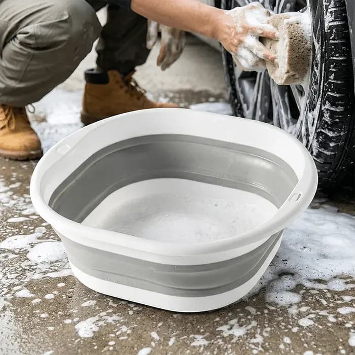 1 seau à eau pliable - Utilisé pour ranger le linge et les serviettes de bain. Conception portable adaptée à l'utilisation dans les éviers de cuisine des camping-cars en voyage