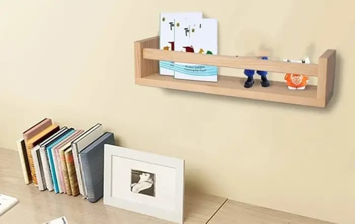 Étagères murales flottantes en bois naturel – Rangement mural de style rustique classique pour salle