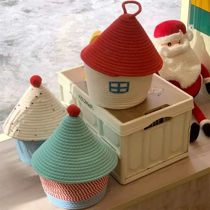 Mir de rangement tissé en fil de coton de style bohème