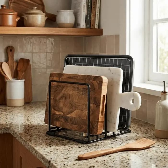 Étagère de rangement pour casseroles en métal robuste
