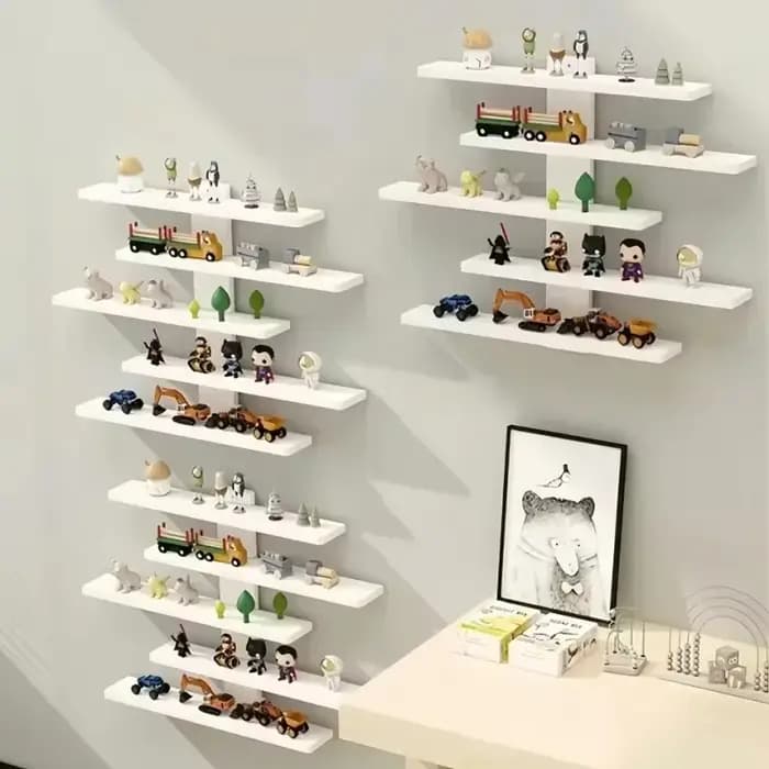 Étagère murale réglable à 5 niveaux pour figurines, objets de collection et petits blocs de construction - Décoration moderne pour la maison