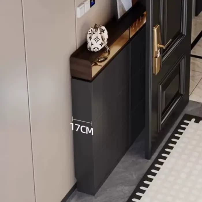 Meuble à chaussures fin en bois fermé pour entrée de salon
