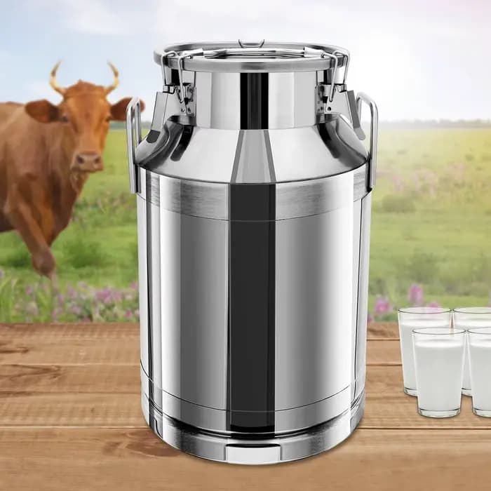 Grande boîte à lait en acier inoxydable avec couvercle scellé, carafe fourre-tout E27, 5.25, 8/10, 6