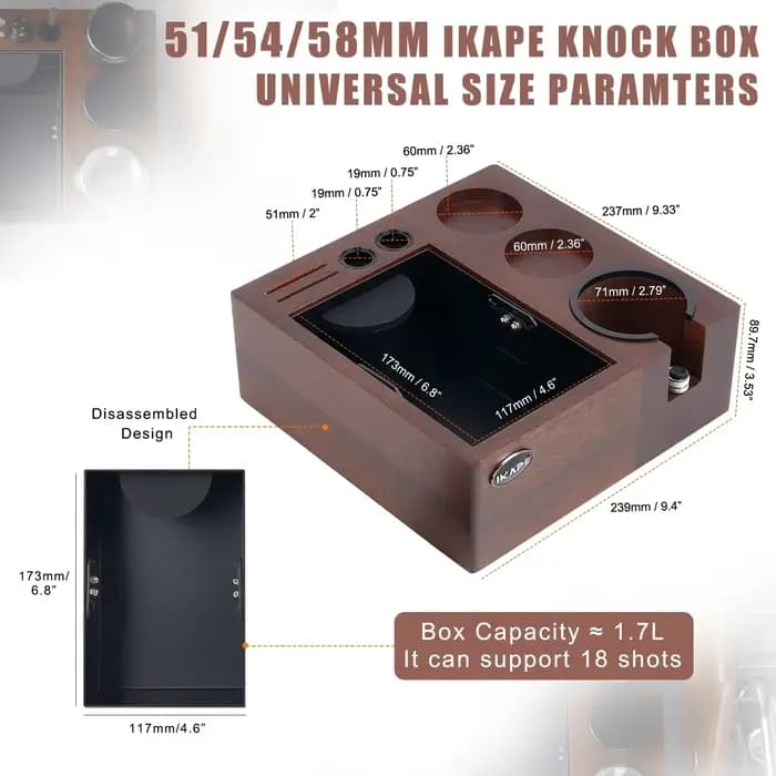 IKAPE V2 Boîte à café, organiseur intégré d'outils à expresso pour le rangement des accessoires de barista