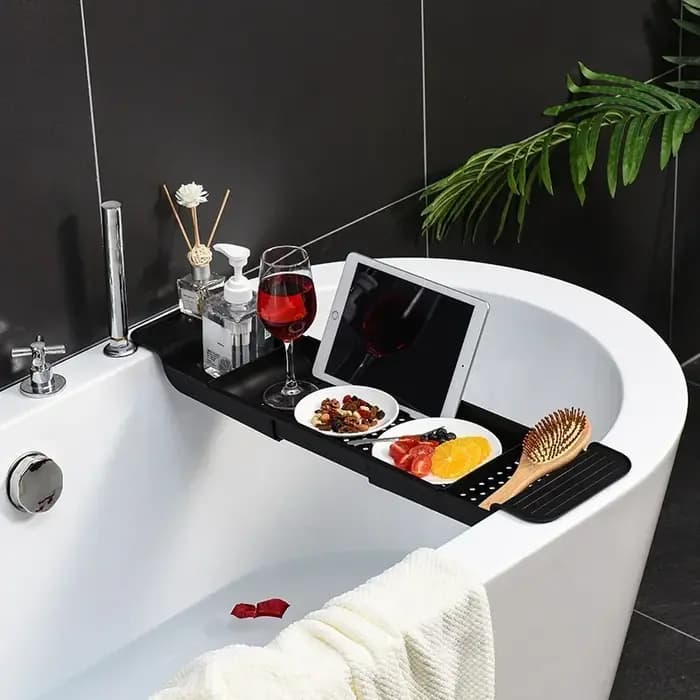 Support de rangement de baignoire rétractable multifonction, plateau de bain, étagère de rangement d